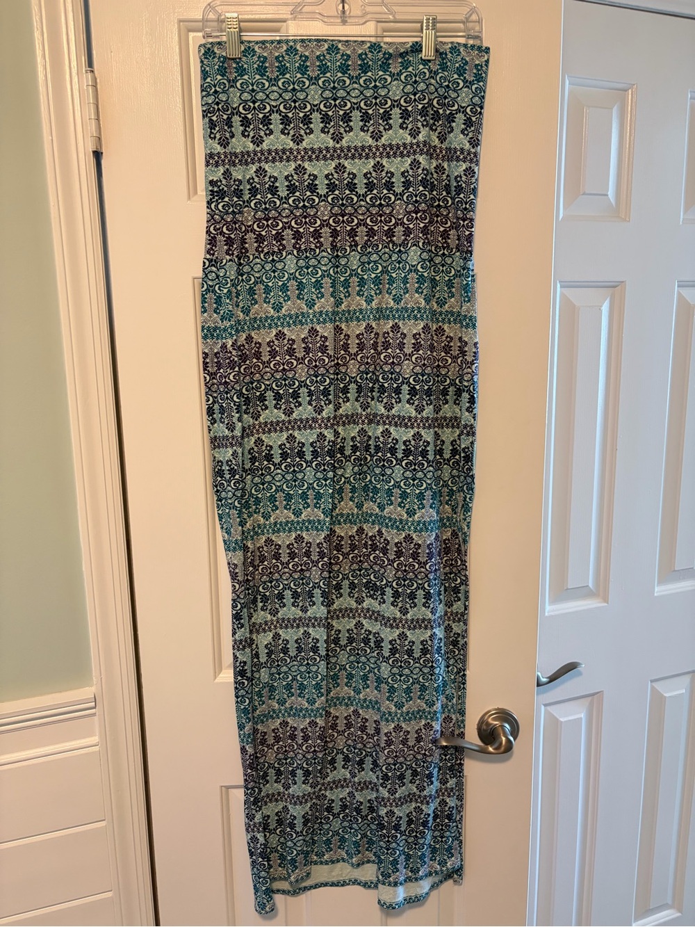 Roxy Teal and Navy Floral Print Maxi Skirt